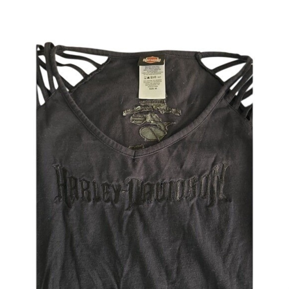 Women's Harley Davidson Destroyed Long Sleeve Tee Medium Large Logo Grunge